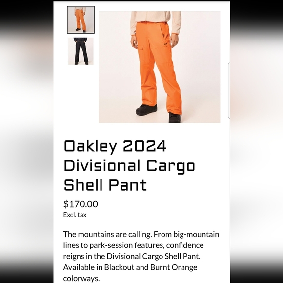 NWT Men's Oakley Burnt Orange Divisional Cargo Shell Pants Size XXL - Picture 3 of 12